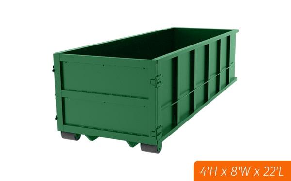 the 20 yard dumpsters can be delivered to your location and picked up when your rental period is over